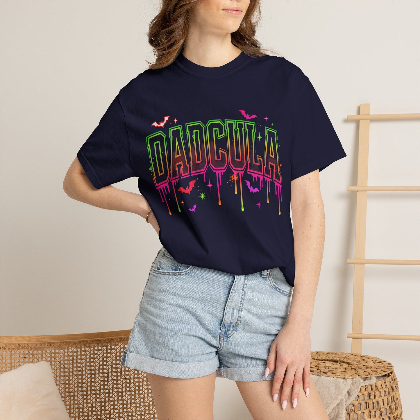 Dadcula Halloween T-Shirt — Neon Drip Vampire Dad Tee
