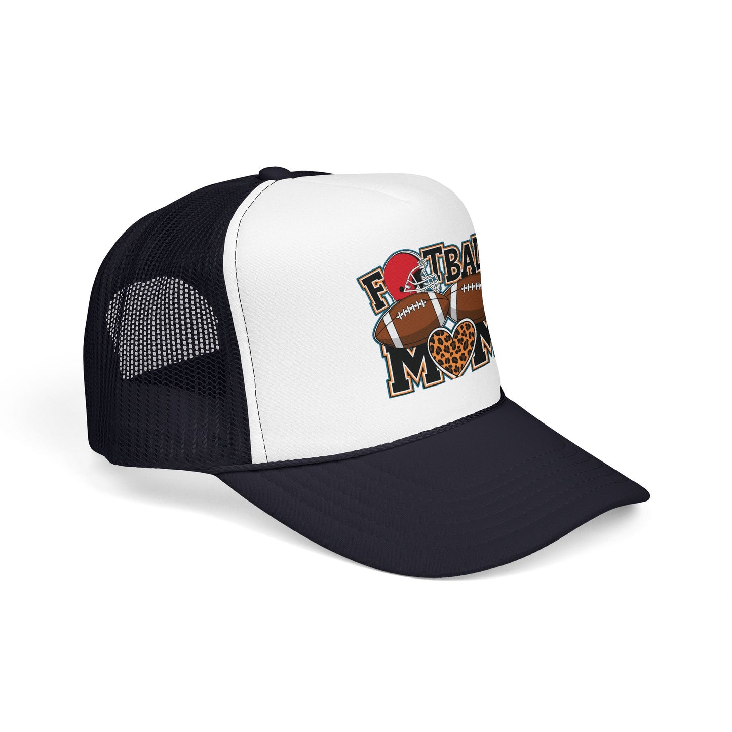 Football Mom Trucker Hat – Leopard Heart Game Day Foam Cap