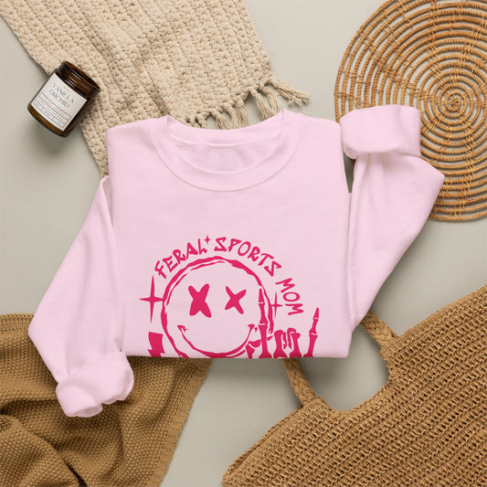 Feral Sports Mom Pink Font Crewneck Sweatshirt