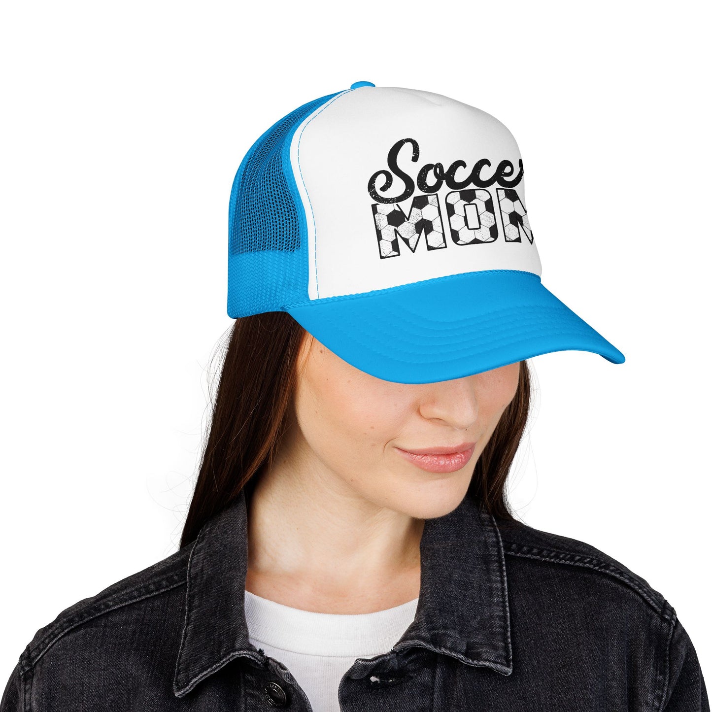 Soccer Mom Trucker Hat – Vintage Soccer Ball Lettering Foam Cap