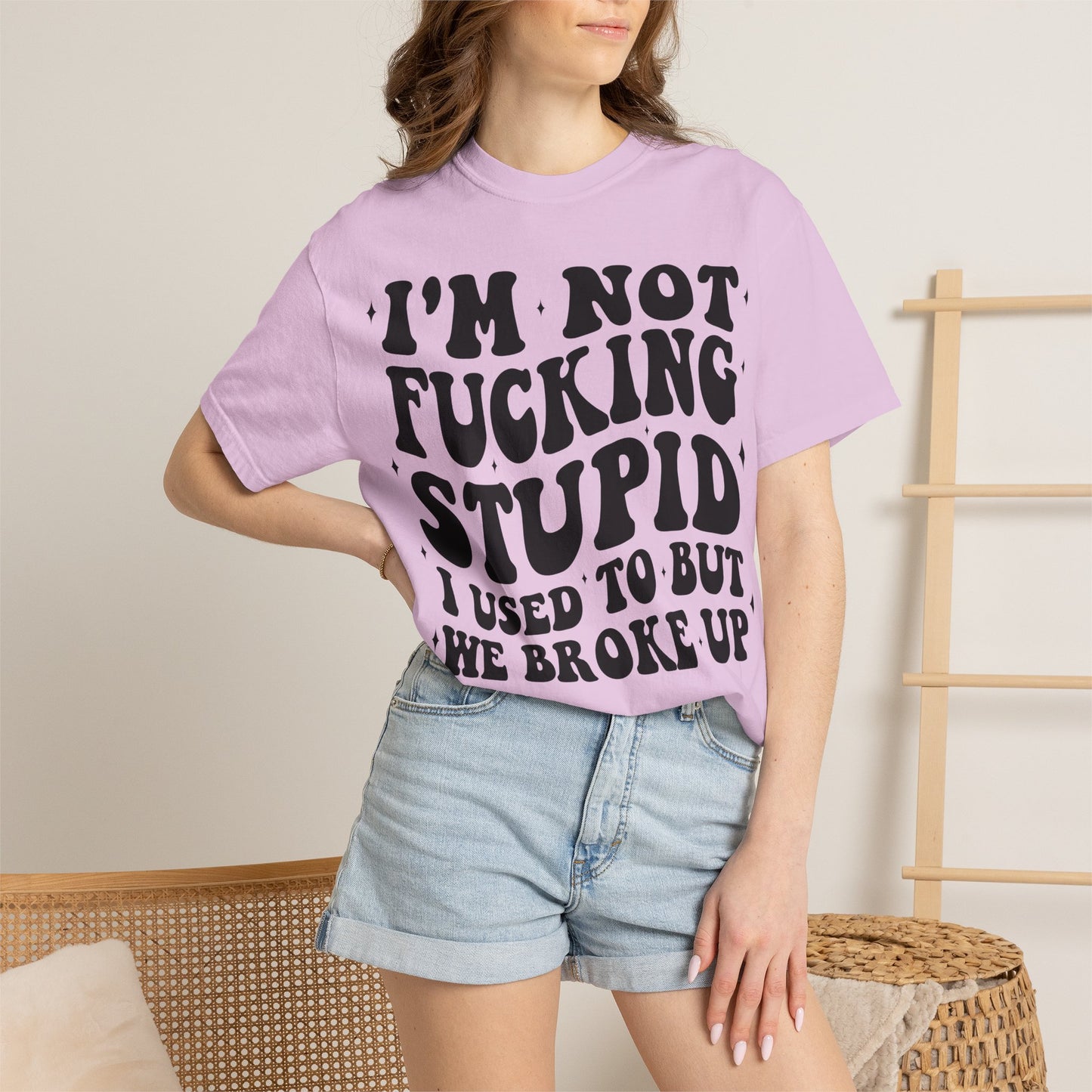 Provocative Graphic T-Shirt — "I'm Not Fucking Stupid, I Used To But We Broke Up"