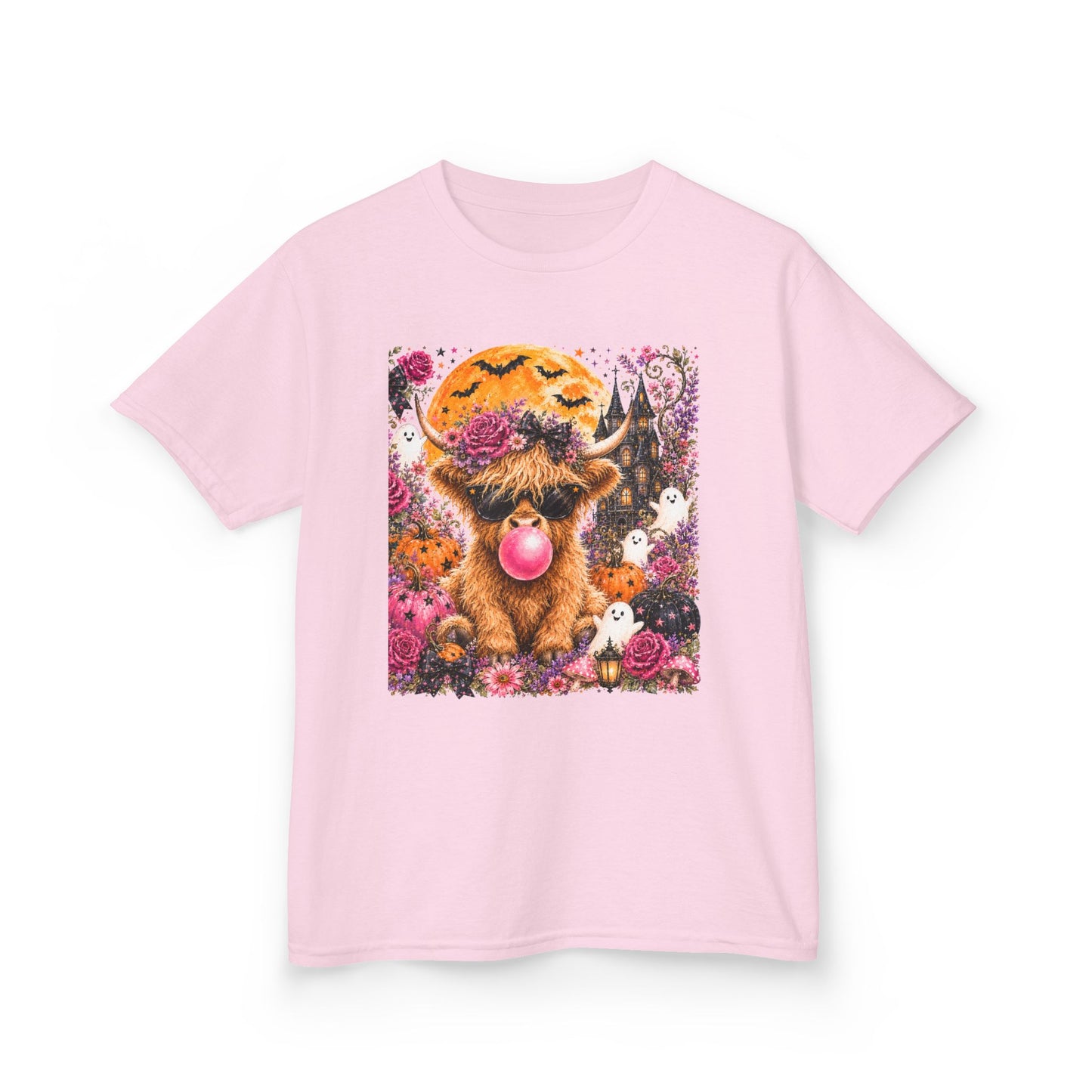 Kids Highland Cow Bubblegum Tee — Cute Scottish Calf Graphic Shirt for Toddlers