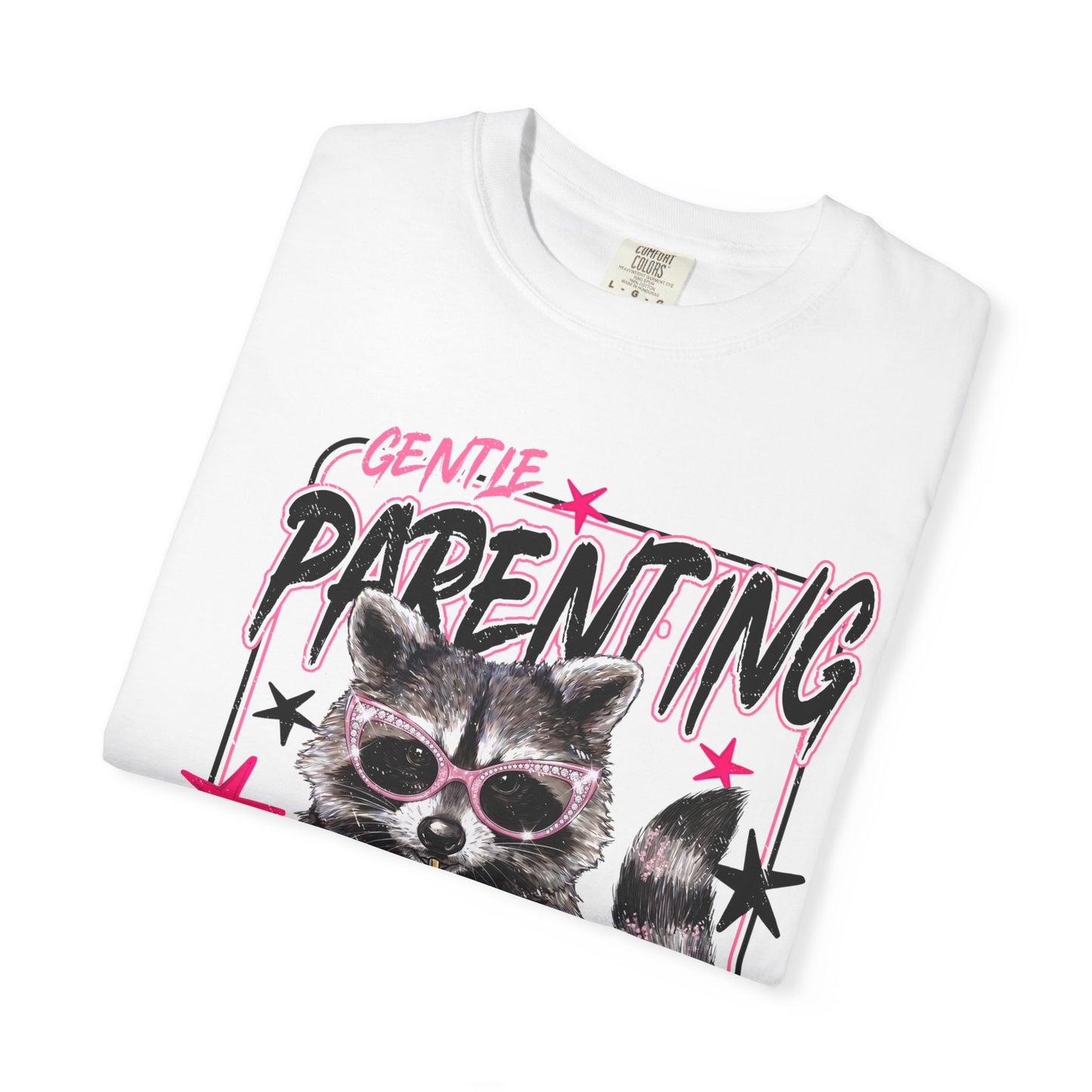 Parenting Dropout Cat T-Shirt — Funny Raccoon Graphic Tee with 'Gentle Parenting Dropout' Text