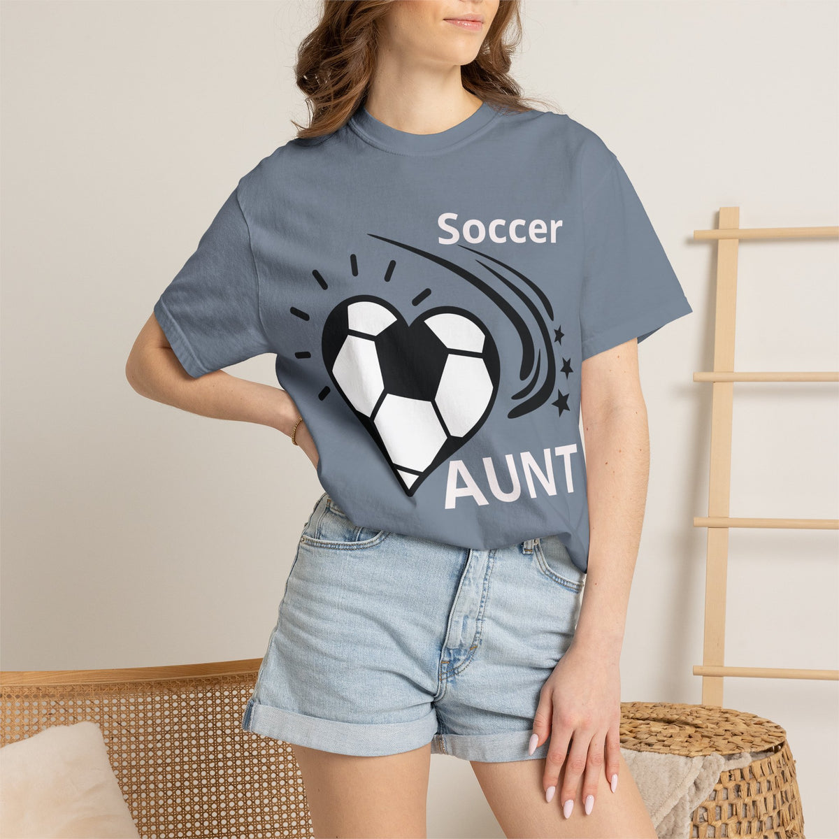Soccer Aunt T-Shirt — Heart Soccer Graphic Tee for Proud Aunts