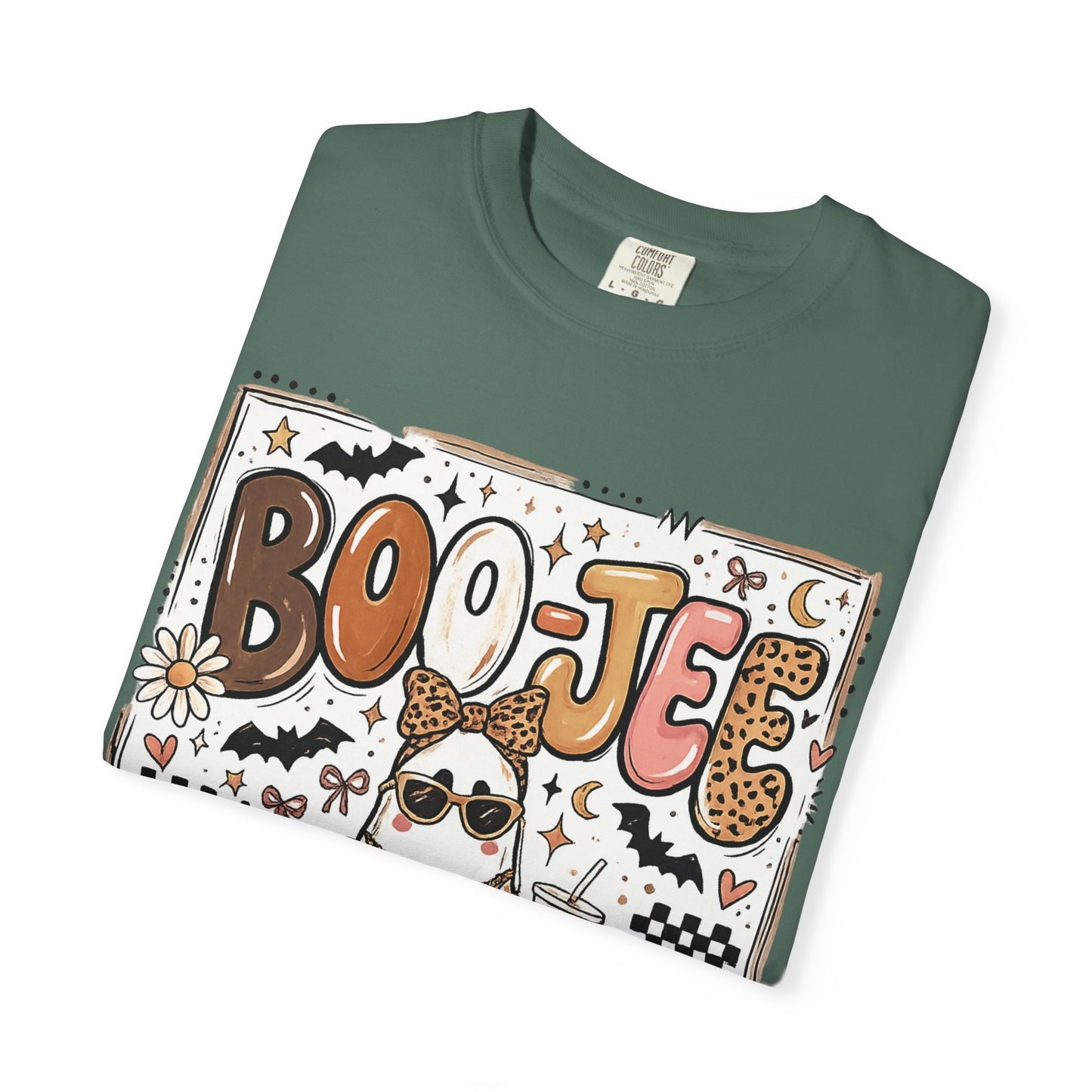 Halloween Boo-je T-Shirt — Cute Ghost with Pumpkin, Sunflower & Candy Trick-or-Treat Tee