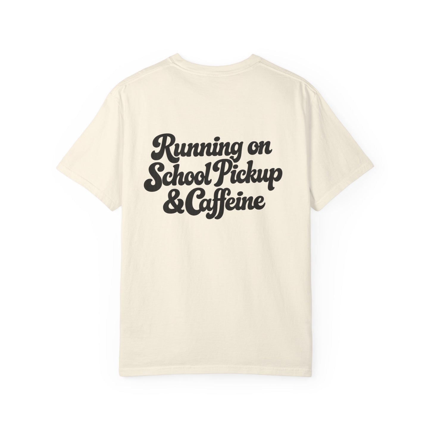 Mama Lightning T‑Shirt — “Running on School Pickup & Caffeine” Graphic Tee