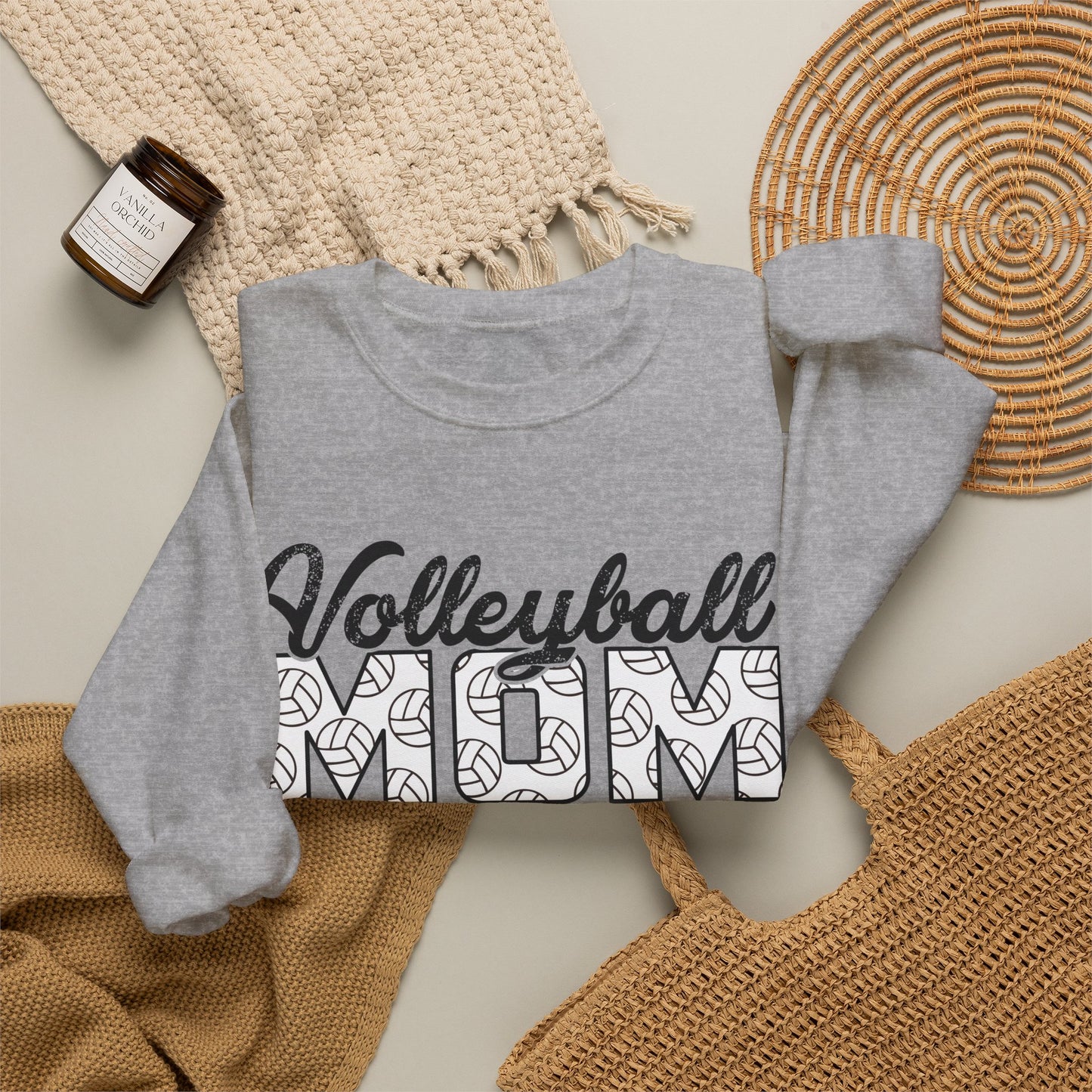 Volleyball Mom Crewneck Sweatshirt – Script & Pattern Sports Mom Pullover