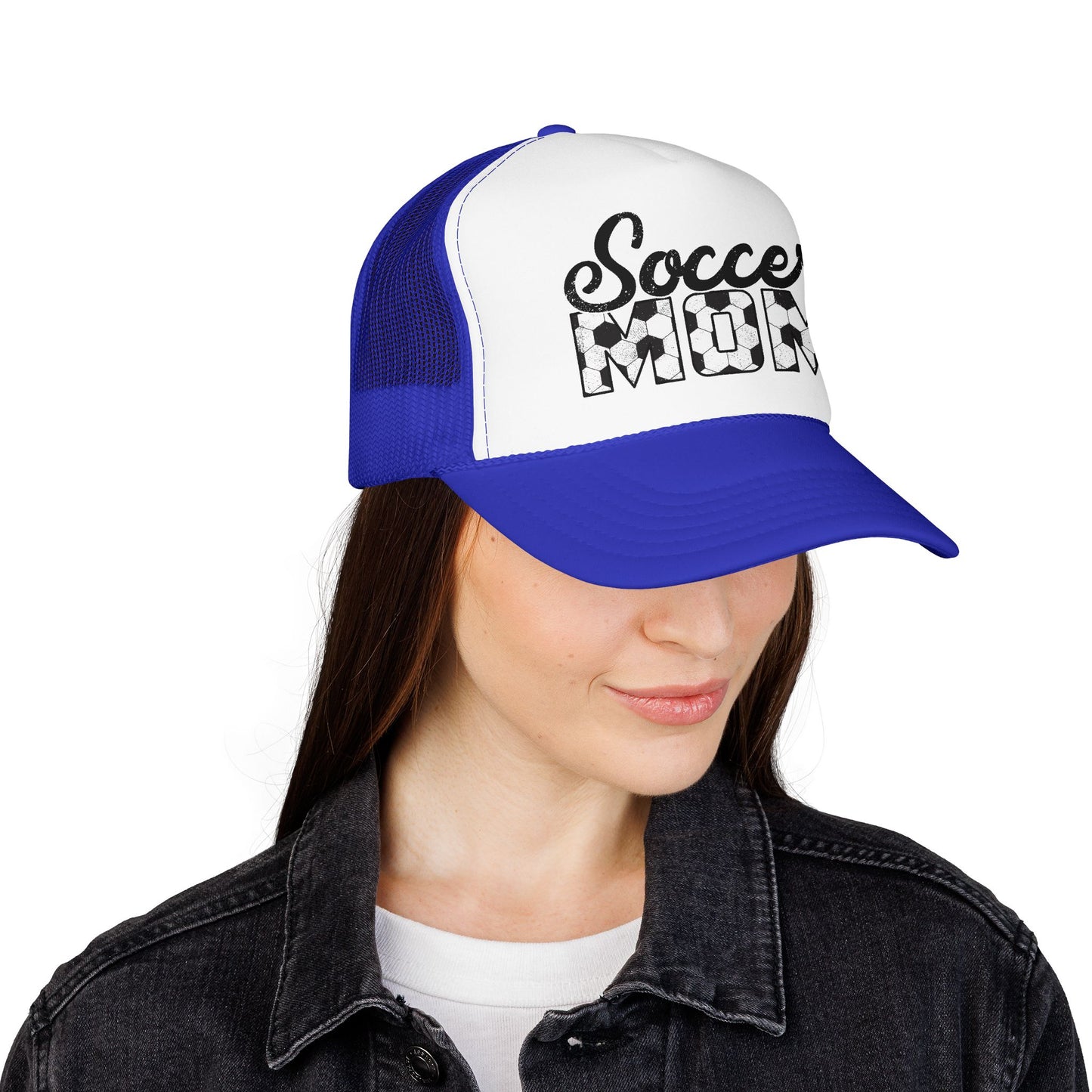 Soccer Mom Trucker Hat – Vintage Soccer Ball Lettering Foam Cap