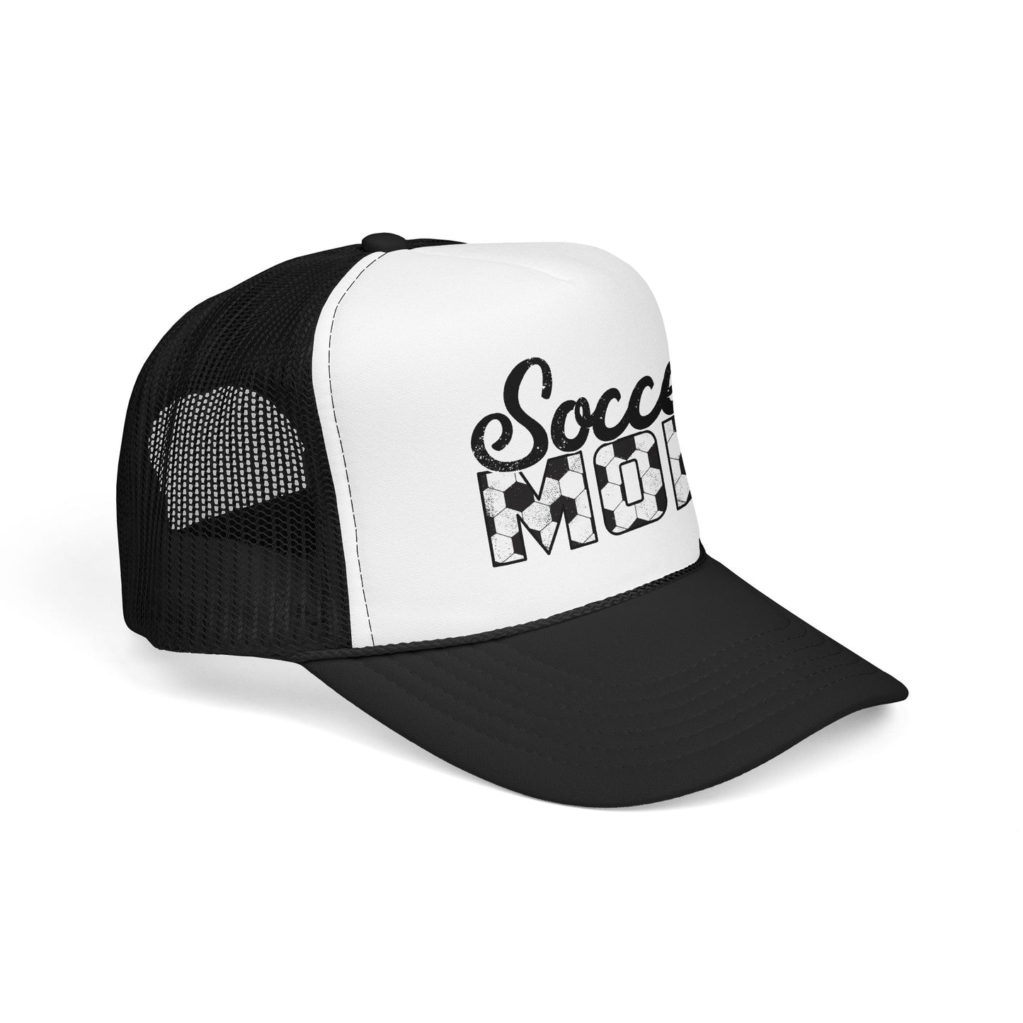 Soccer Mom Trucker Hat – Vintage Soccer Ball Lettering Foam Cap