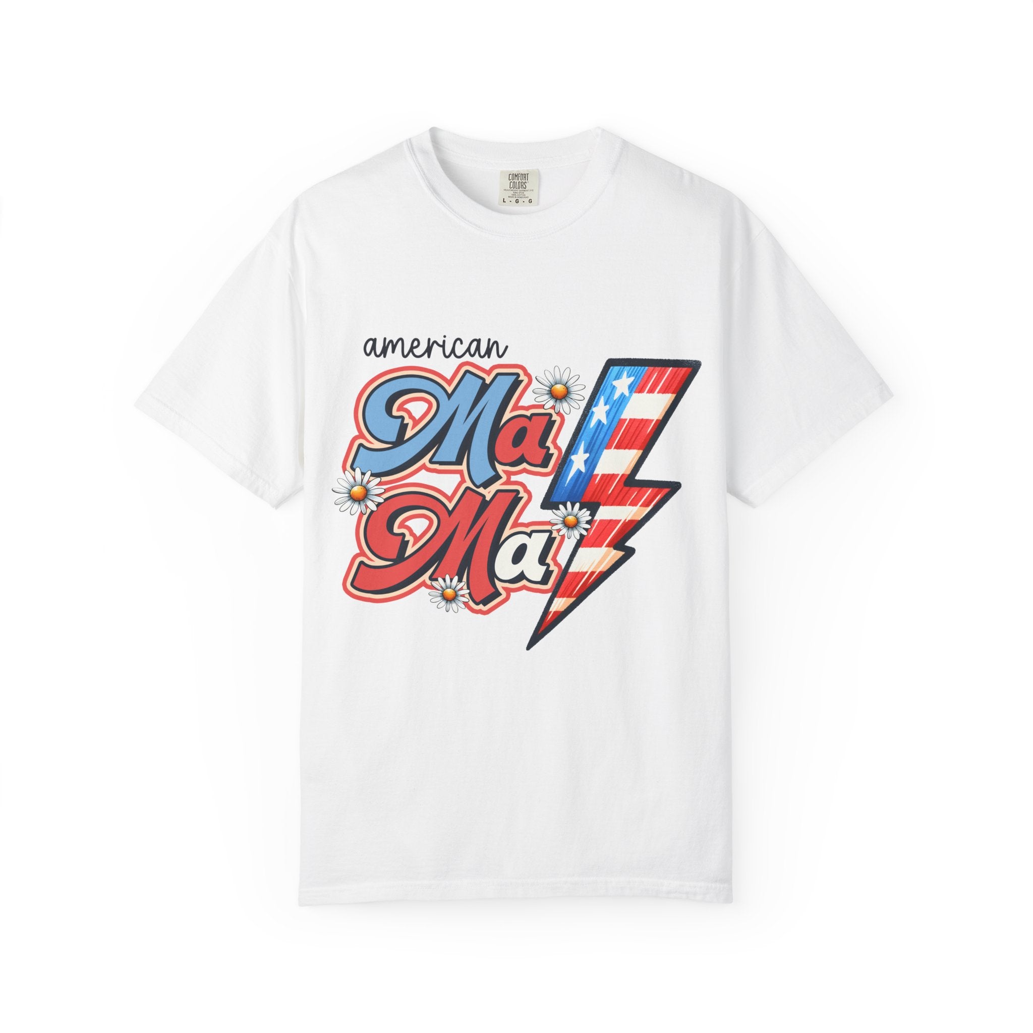 American MaMa Lightning Bolt T-Shirt — Retro Patriotic Mother's Day Tee
