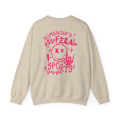 Feral Sports Mom Pink Font Crewneck Sweatshirt