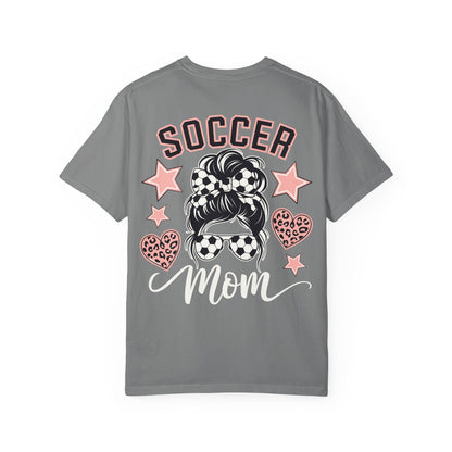 Soccer Mom Pink Leopard Messy Bun Graphic T-Shirt