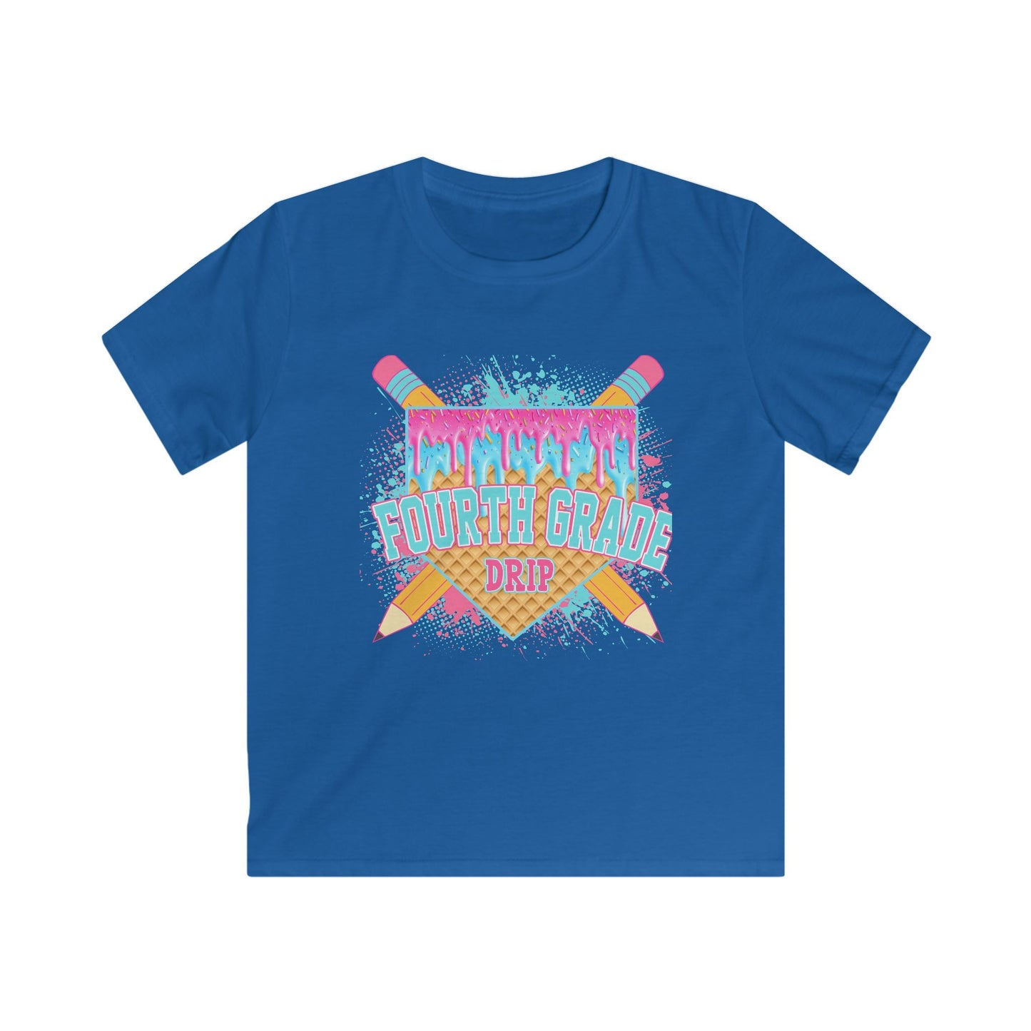 Fourth Grade Drip Kids T-Shirt — Colorful Pencil Back-to-School Tee