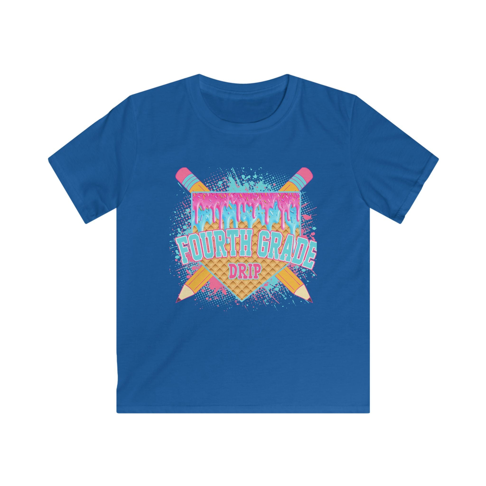 Fourth Grade Drip Kids T-Shirt — Colorful Pencil Back-to-School Tee