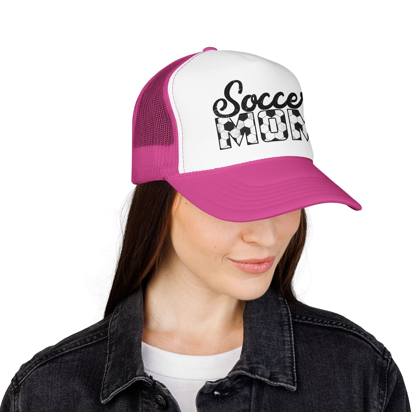 Soccer Mom Trucker Hat – Vintage Soccer Ball Lettering Foam Cap