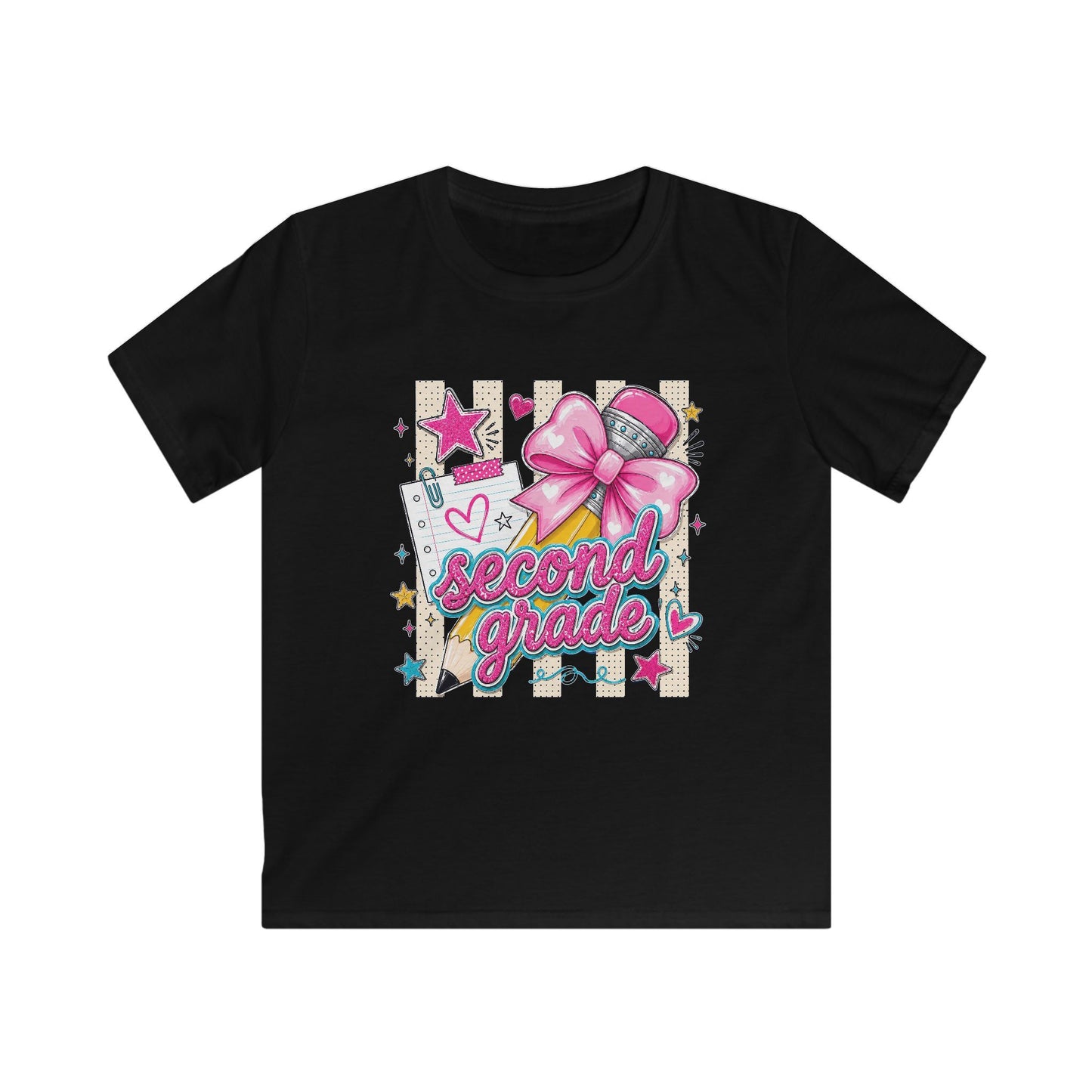 Second Grade Kids T-Shirt – Pink Bow Back-to-School Tee