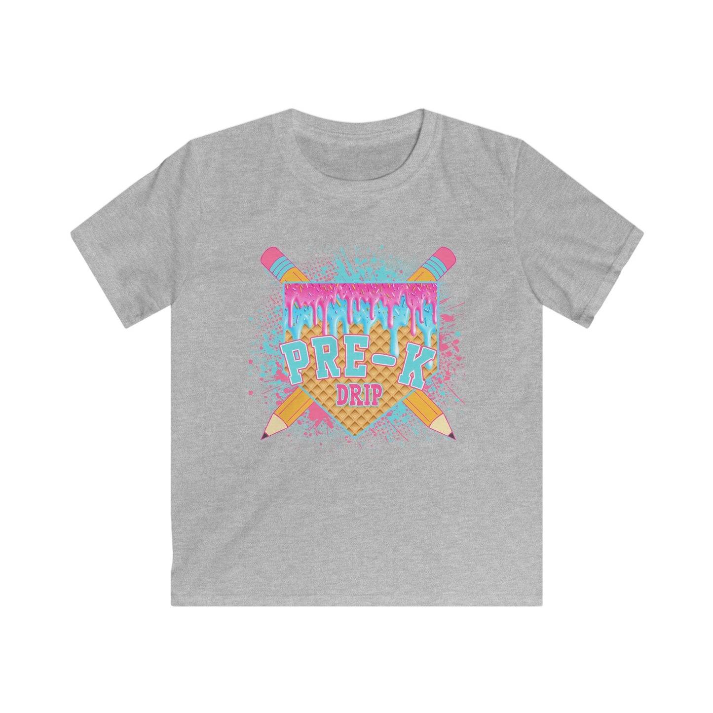 Kids T‑Shirt - Colorful 'Pre-K Dip' Crayon Drip Design (Back to School Gift)