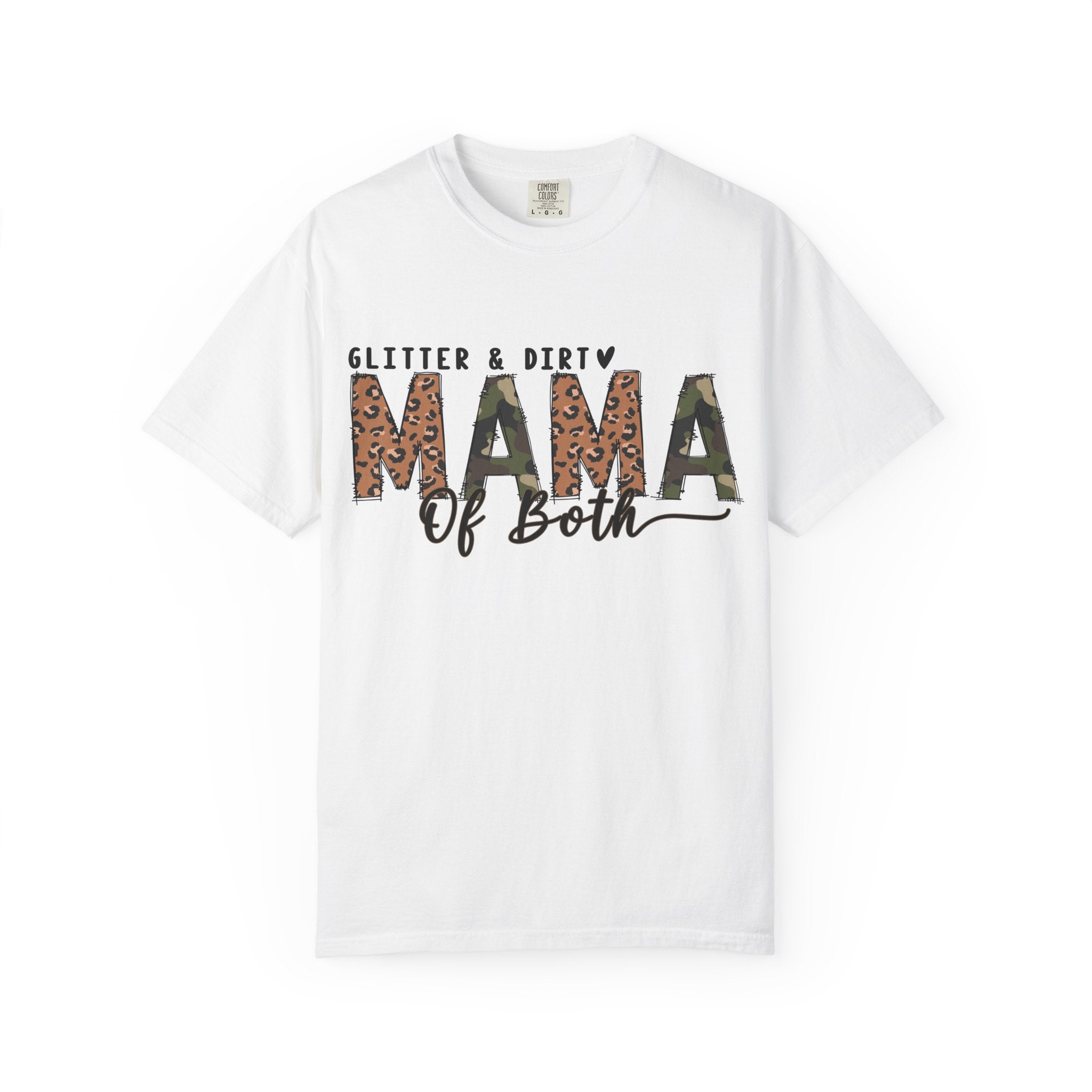 Mama of Both Leopard Graphic T-Shirt — "Glitter & Dirty" Mom Tee