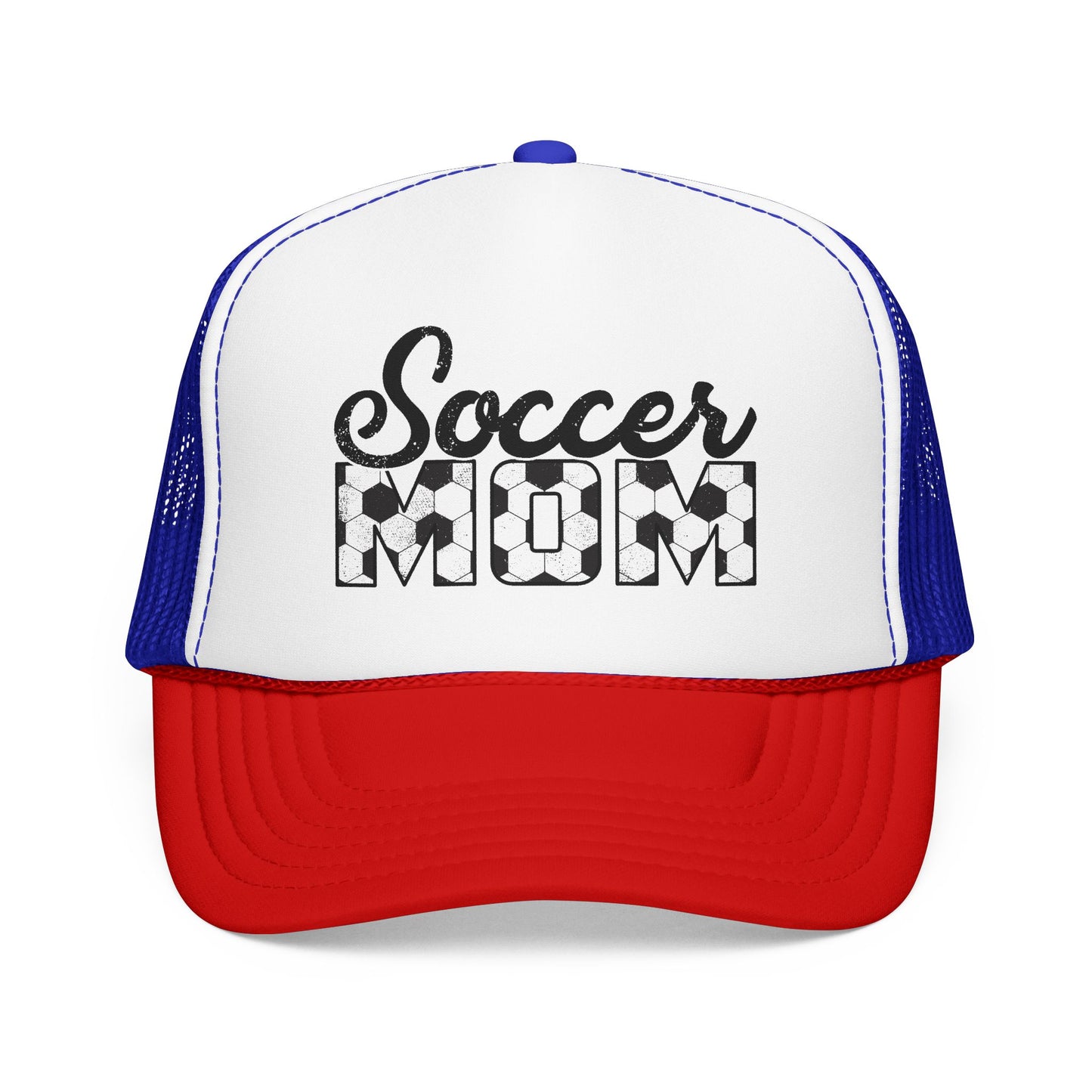 Soccer Mom Trucker Hat – Vintage Soccer Ball Lettering Foam Cap