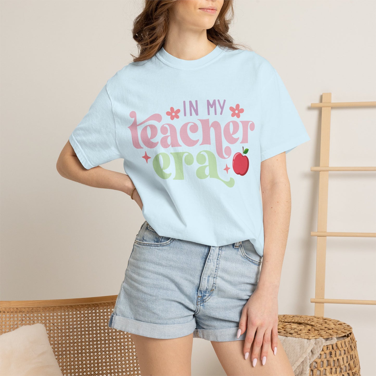 In My Teacher Era T-Shirt — Retro Floral Apple Teacher Tee