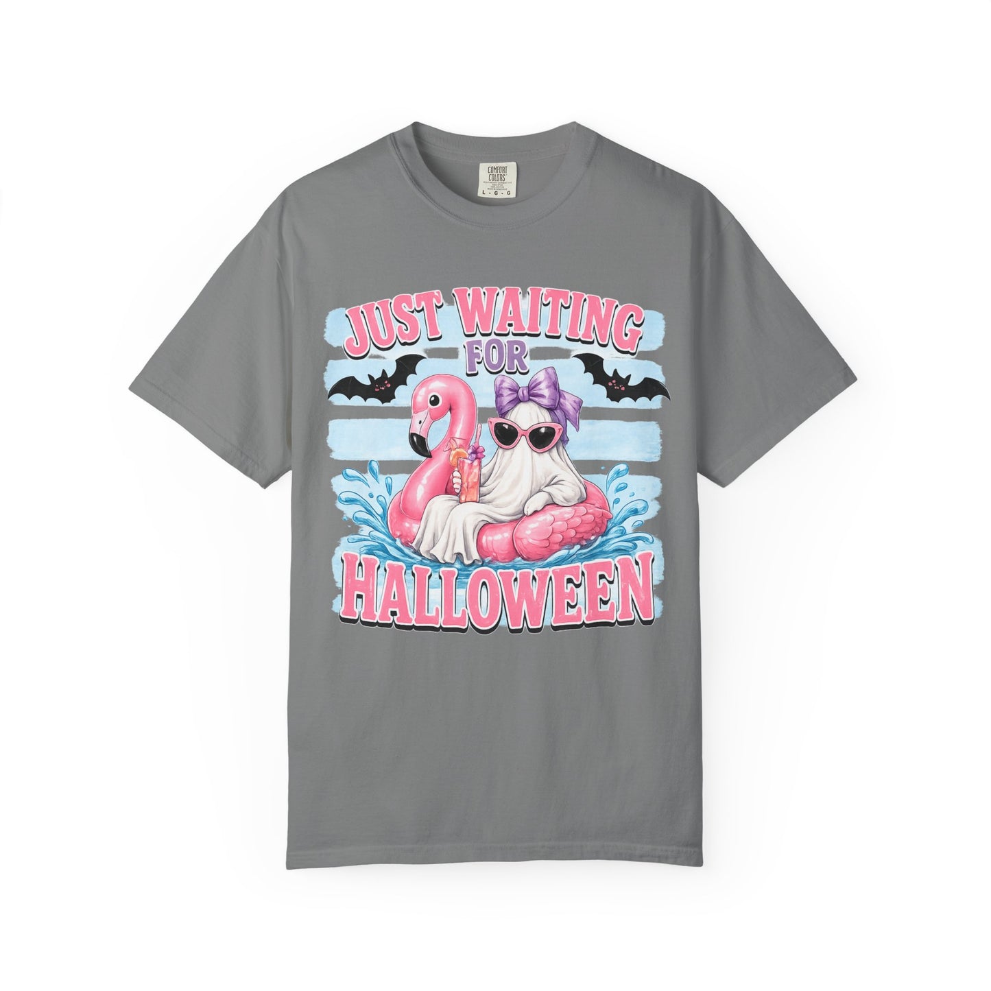 Halloween Flamingo T-Shirt — "Just Waiting for Halloween" Cute Spooky Summer Vibe
