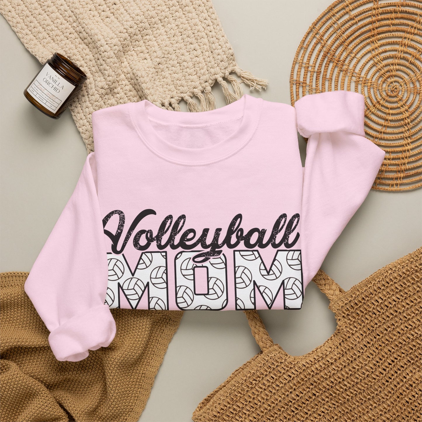 Volleyball Mom Crewneck Sweatshirt – Script & Pattern Sports Mom Pullover