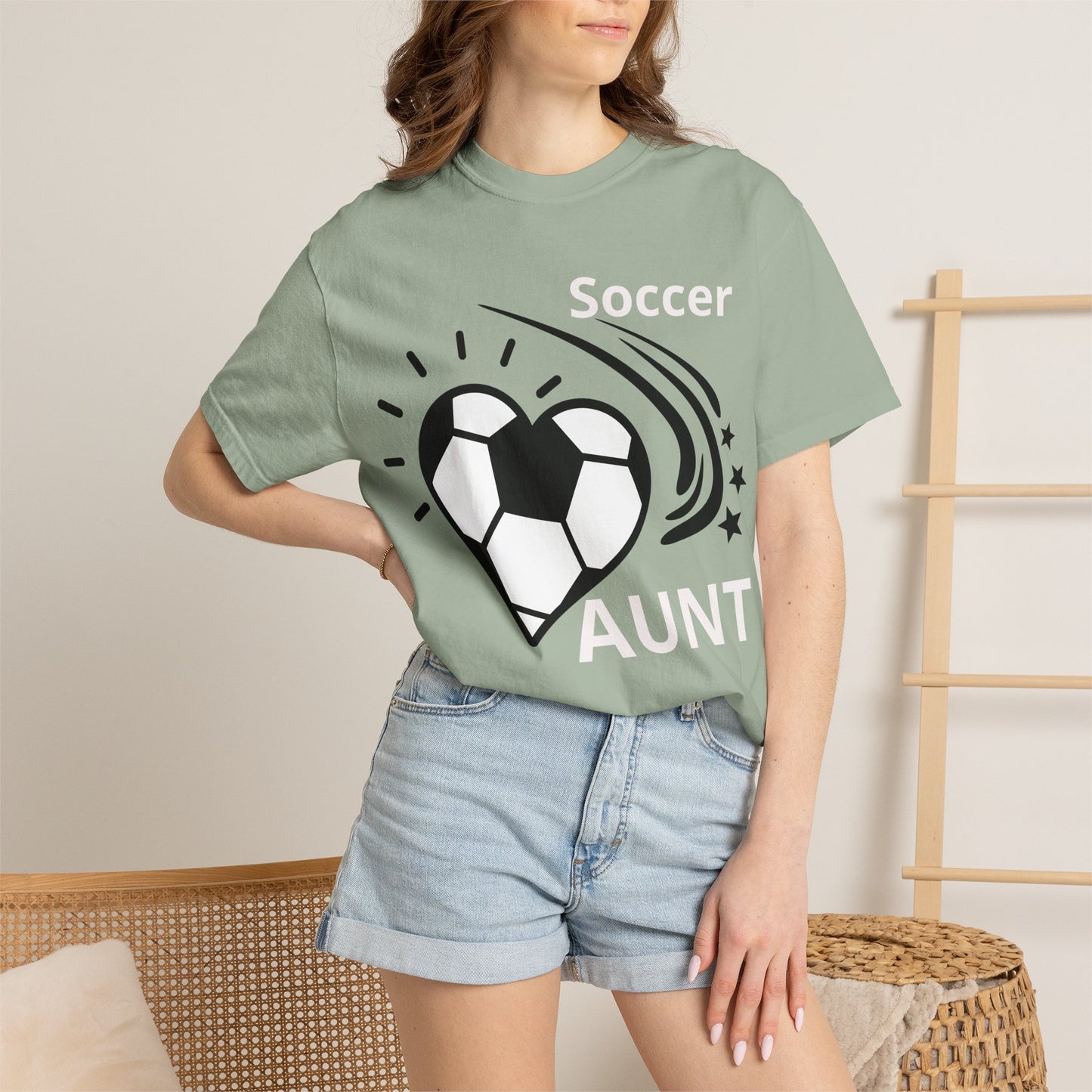 Soccer Aunt T-Shirt — Heart Soccer Graphic Tee for Proud Aunts