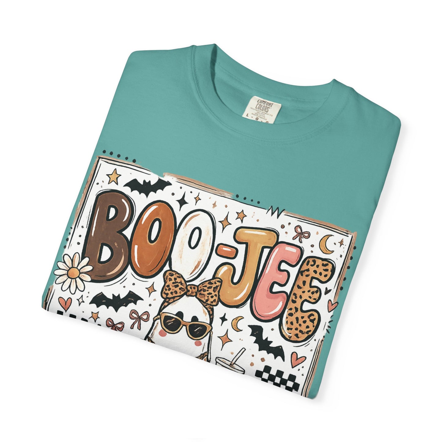 Halloween Boo-je T-Shirt — Cute Ghost with Pumpkin, Sunflower & Candy Trick-or-Treat Tee