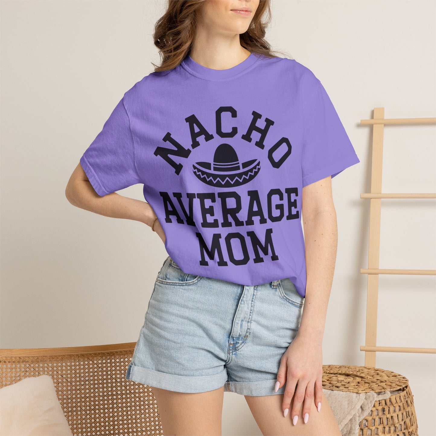 T-Shirt — "Nacho Average Mom" Funny Mom Tee with Sombrero Design