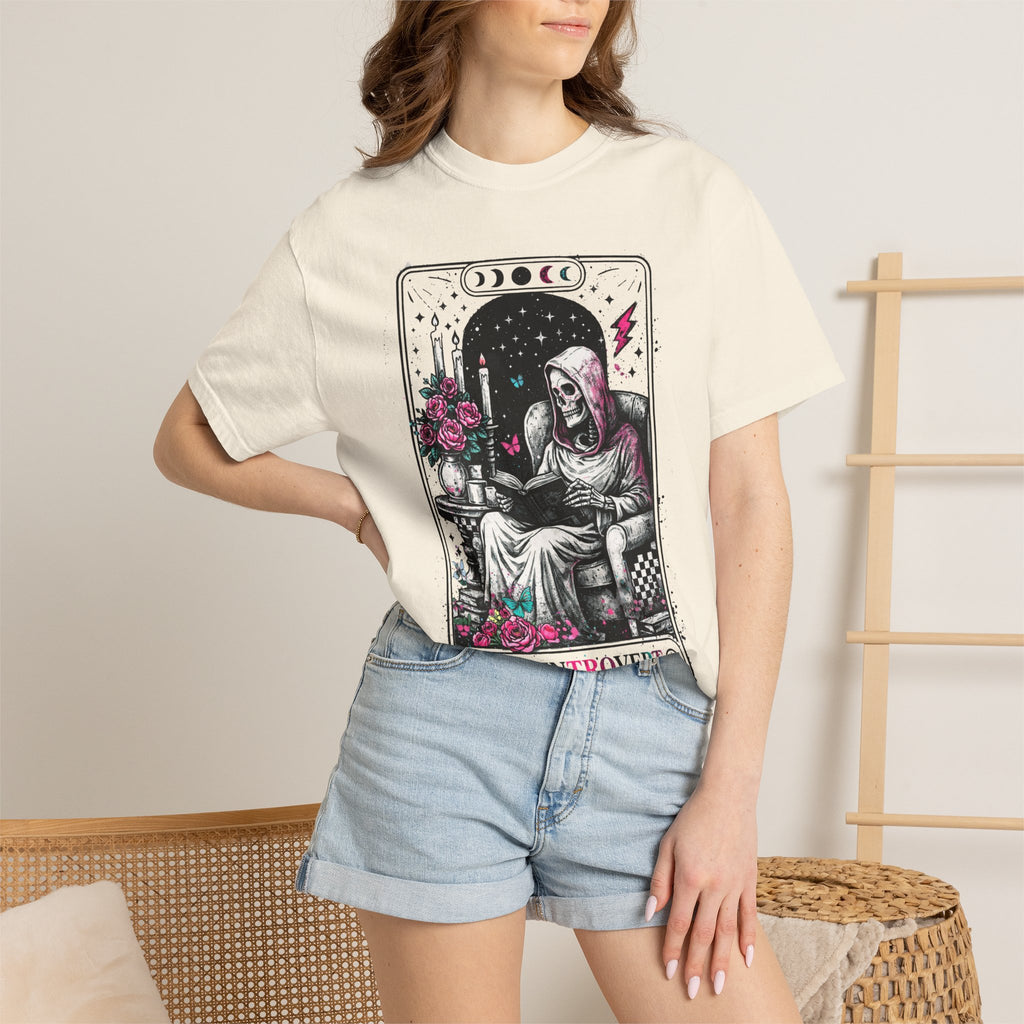 Introvert Tarot T-Shirt — Gothic Skeleton Card Graphic Tee
