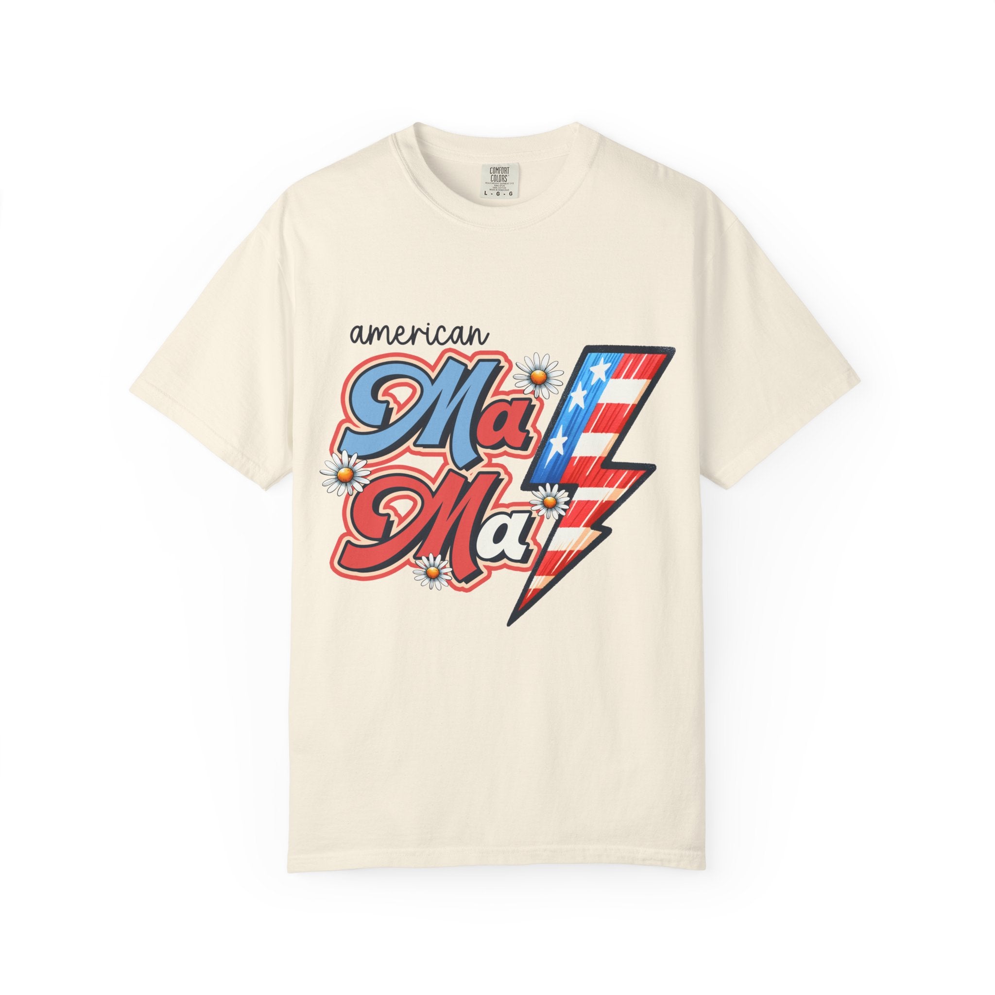 American MaMa Lightning Bolt T-Shirt — Retro Patriotic Mother's Day Tee