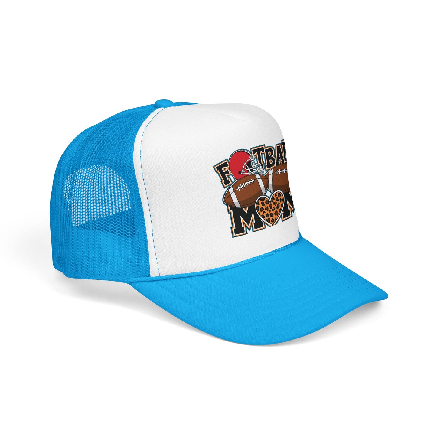 Football Mom Trucker Hat – Leopard Heart Game Day Foam Cap