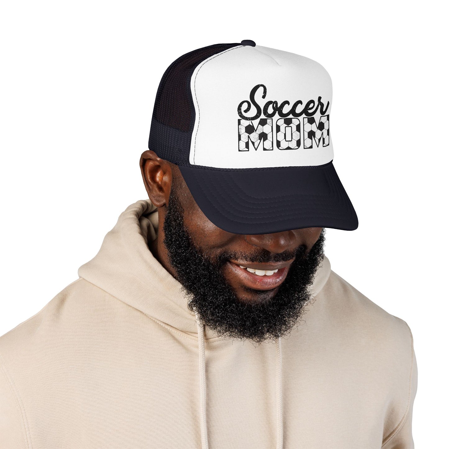 Soccer Mom Trucker Hat – Vintage Soccer Ball Lettering Foam Cap