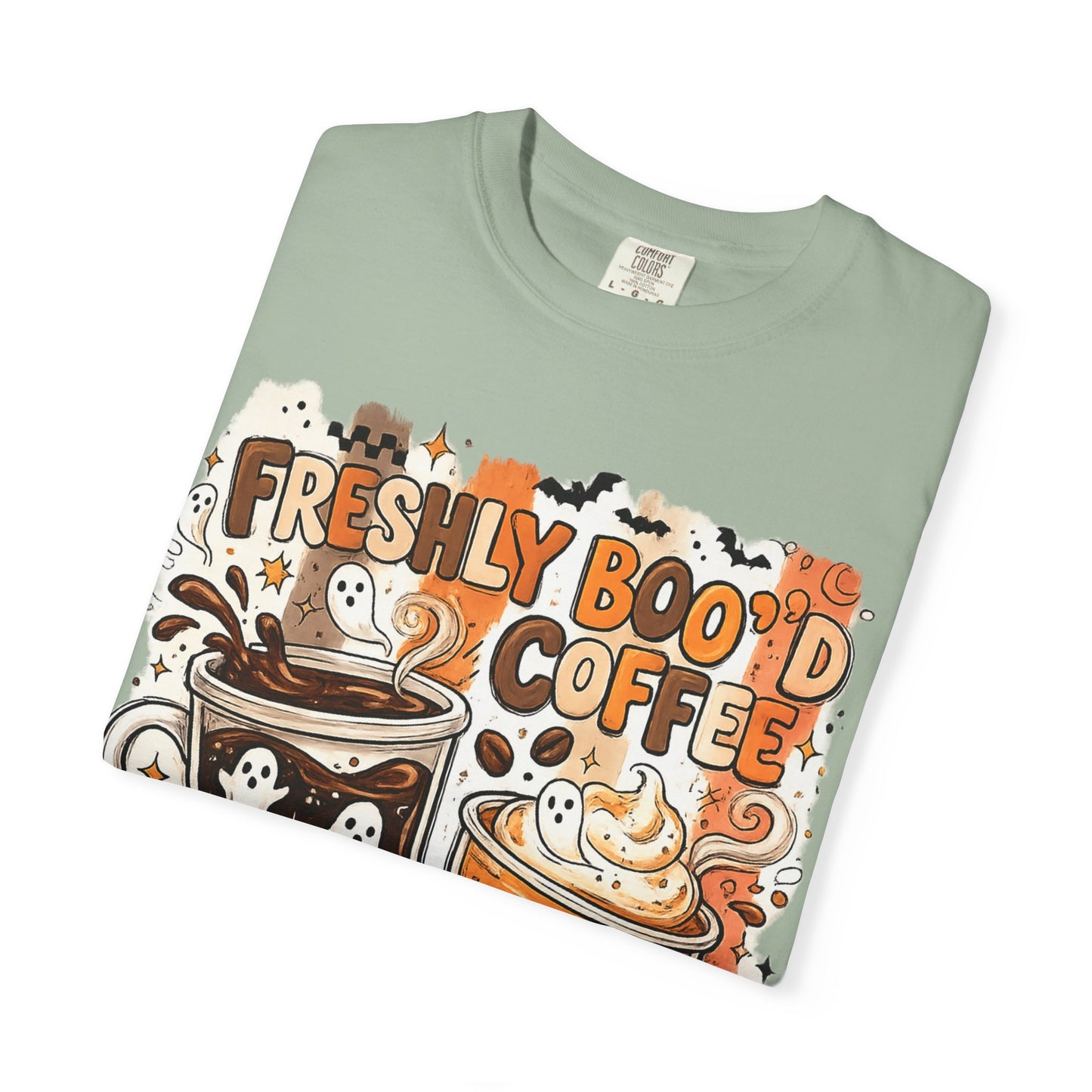 Freshly Boo'd Coffee Halloween T-Shirt — Cute Ghost Latte Graphic Tee