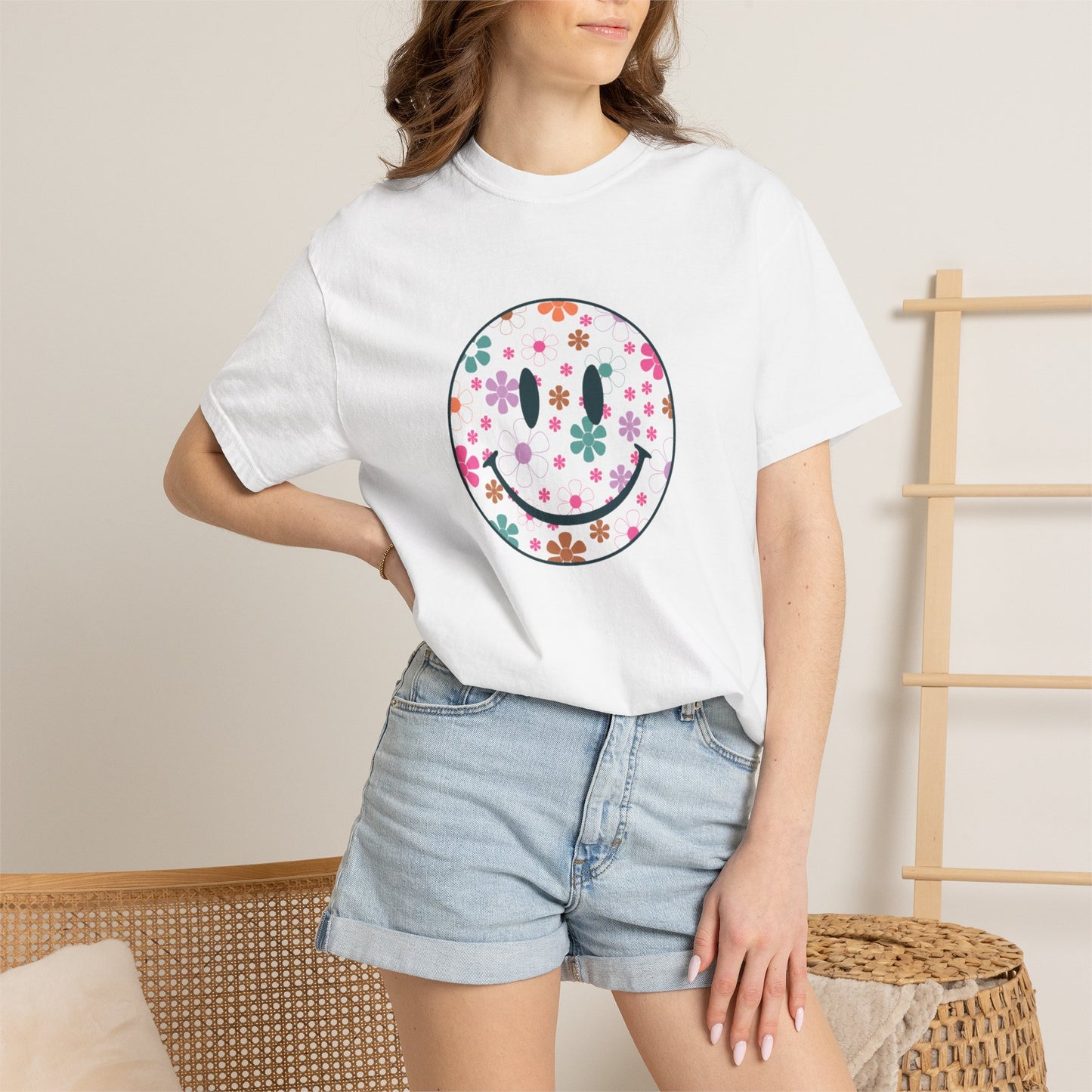 Support Your Local MILFs T-Shirt — Floral Smiley Retro Graphic Tee