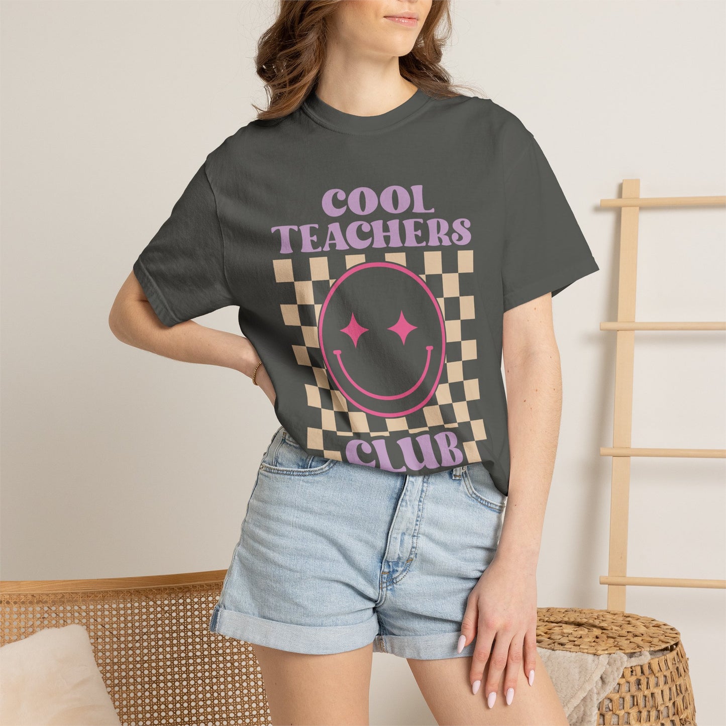 Cool Teachers Club T-Shirt — Retro Checkerboard Smiley Teacher Tee