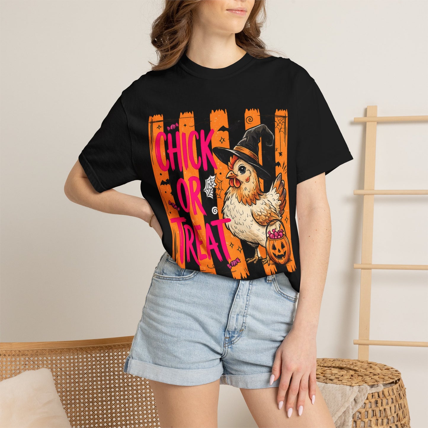 Halloween Chick T-Shirt – "Chick or Treat" Witch Chicken Pumpkin Tee