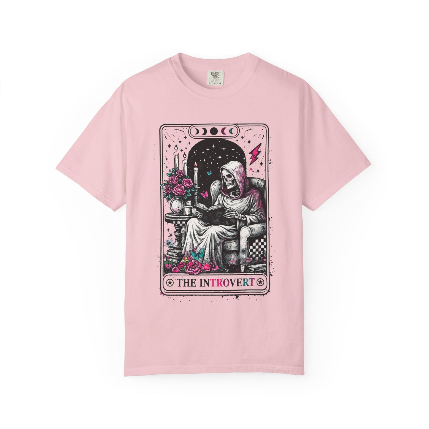 Introvert Tarot T-Shirt — Gothic Skeleton Card Graphic Tee