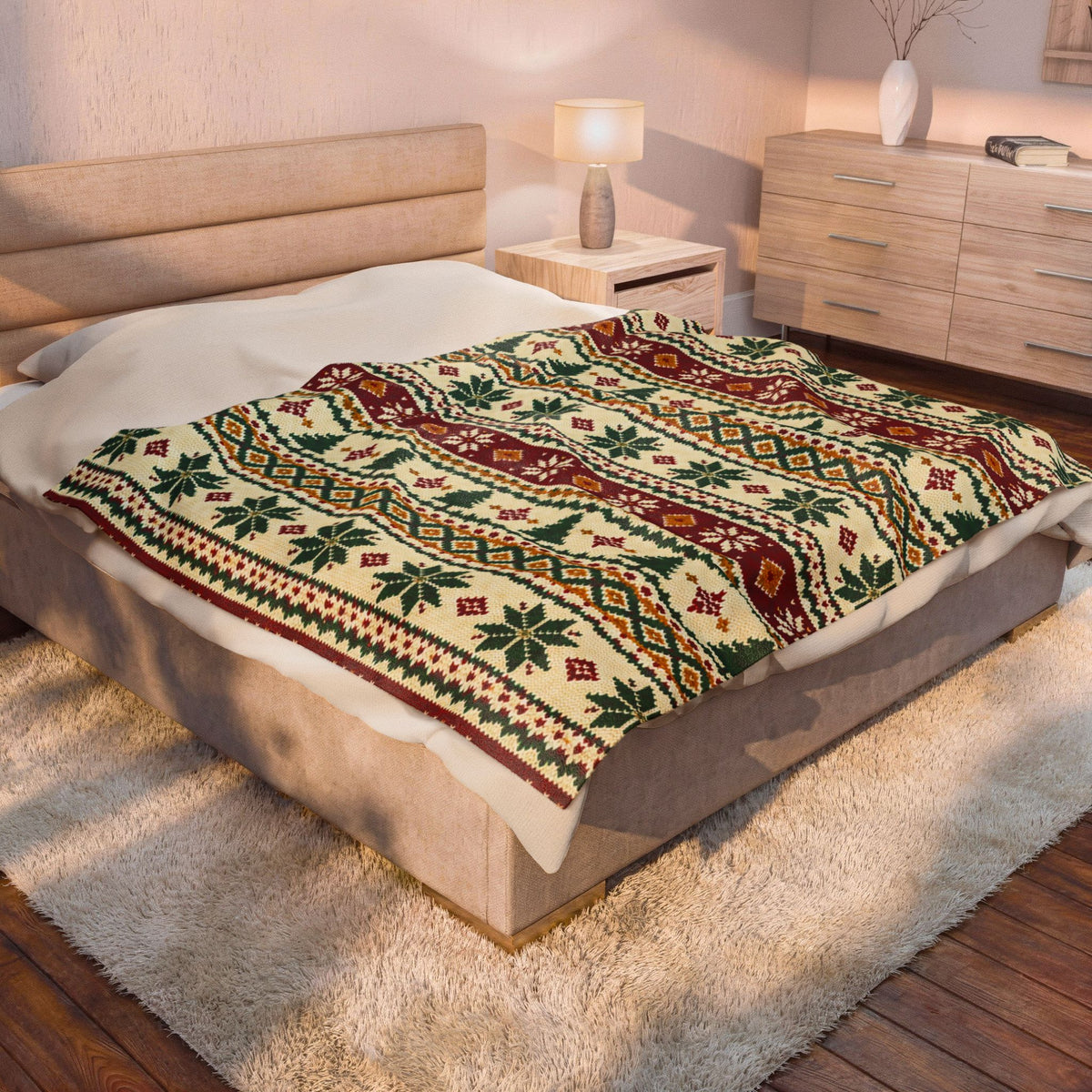 Nordic Christmas Pattern Velveteen Plush Blanket