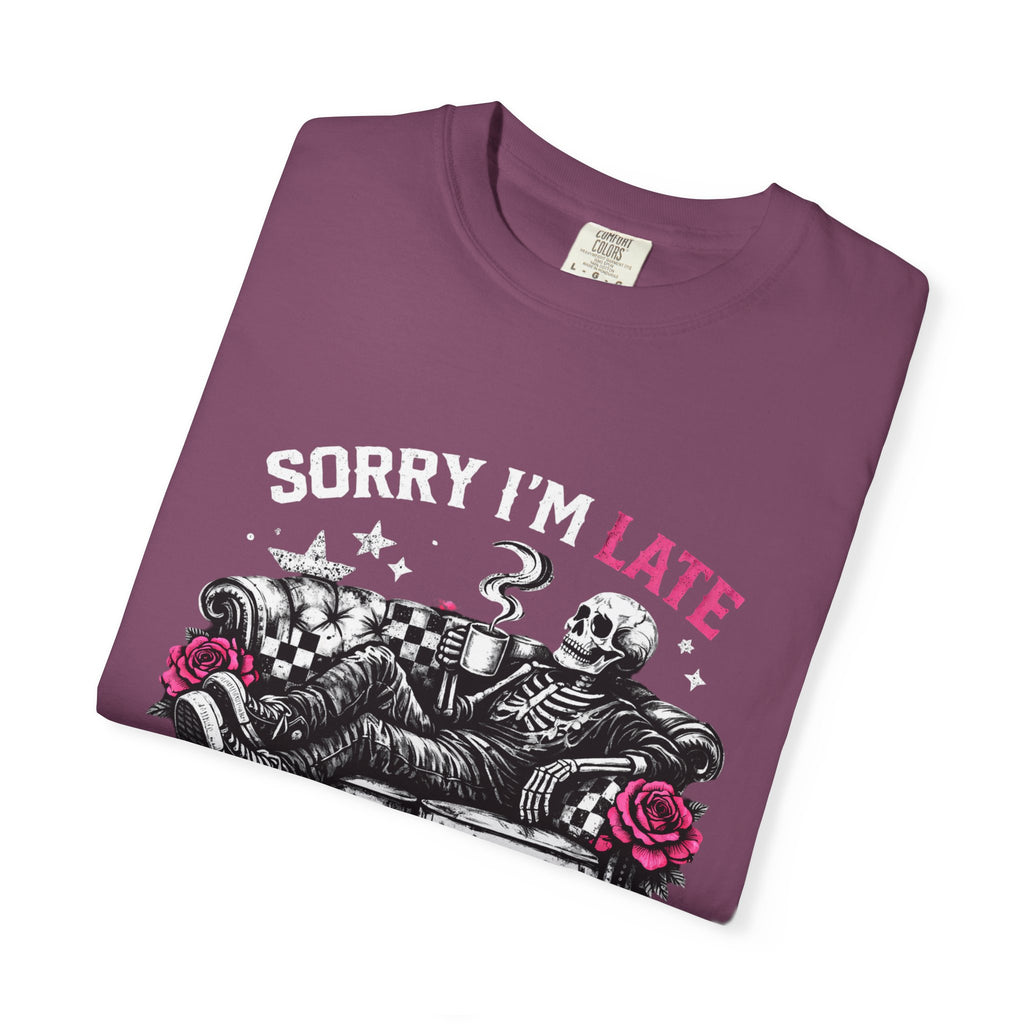 Skull & Roses 'Sorry I'm Late' T-Shirt