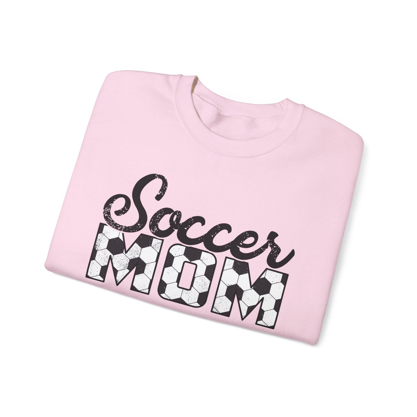 Soccer Mom Crewneck Sweatshirt — Ladies Soccer Mom Pullover with Soccer Ball Text