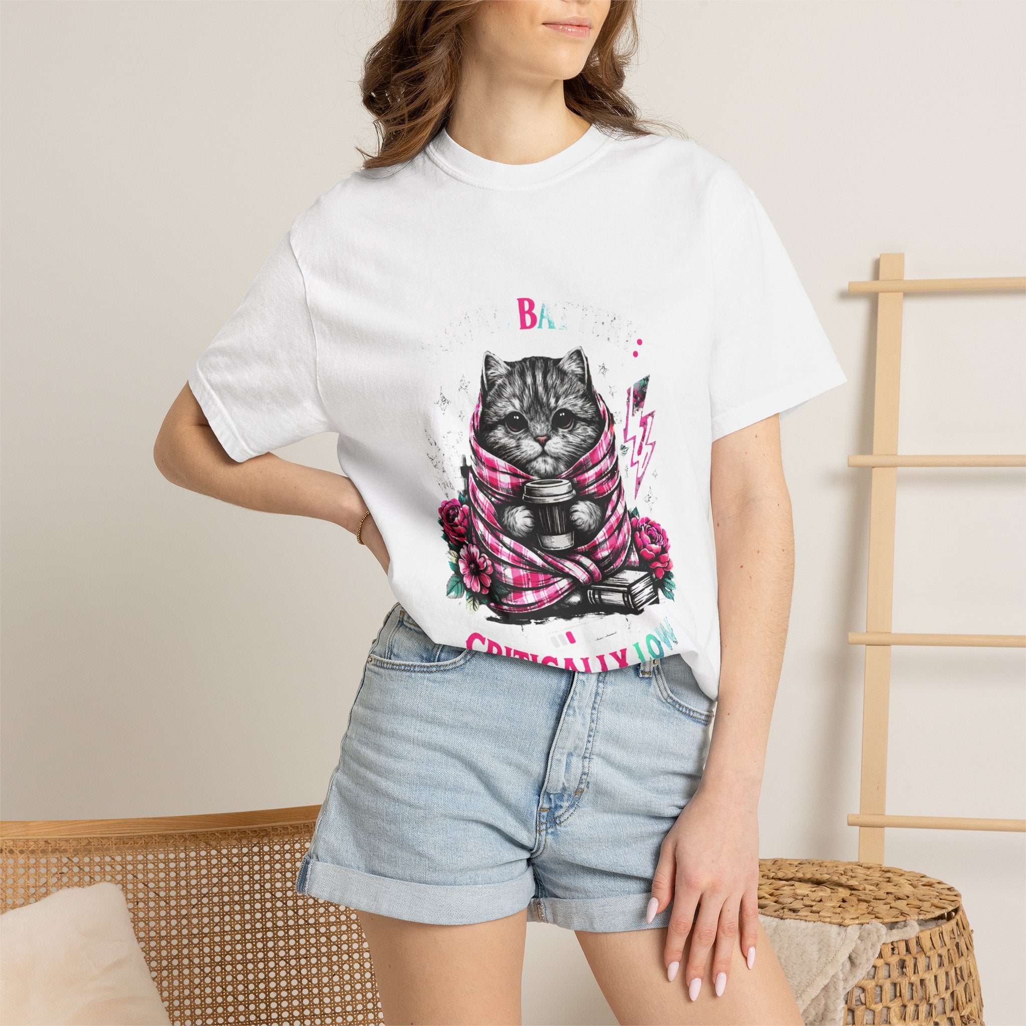 Critically Low Cat T-Shirt — Cute Goth Cat Graphic Tee