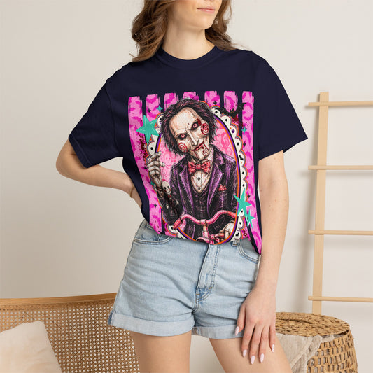 Horror Puppet Portrait T-Shirt — Creepy Ventriloquist Doll Art Tee