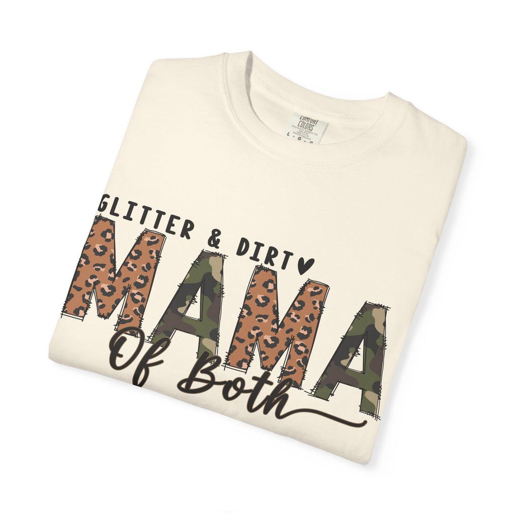 Mama of Both Leopard Graphic T-Shirt — "Glitter & Dirty" Mom Tee