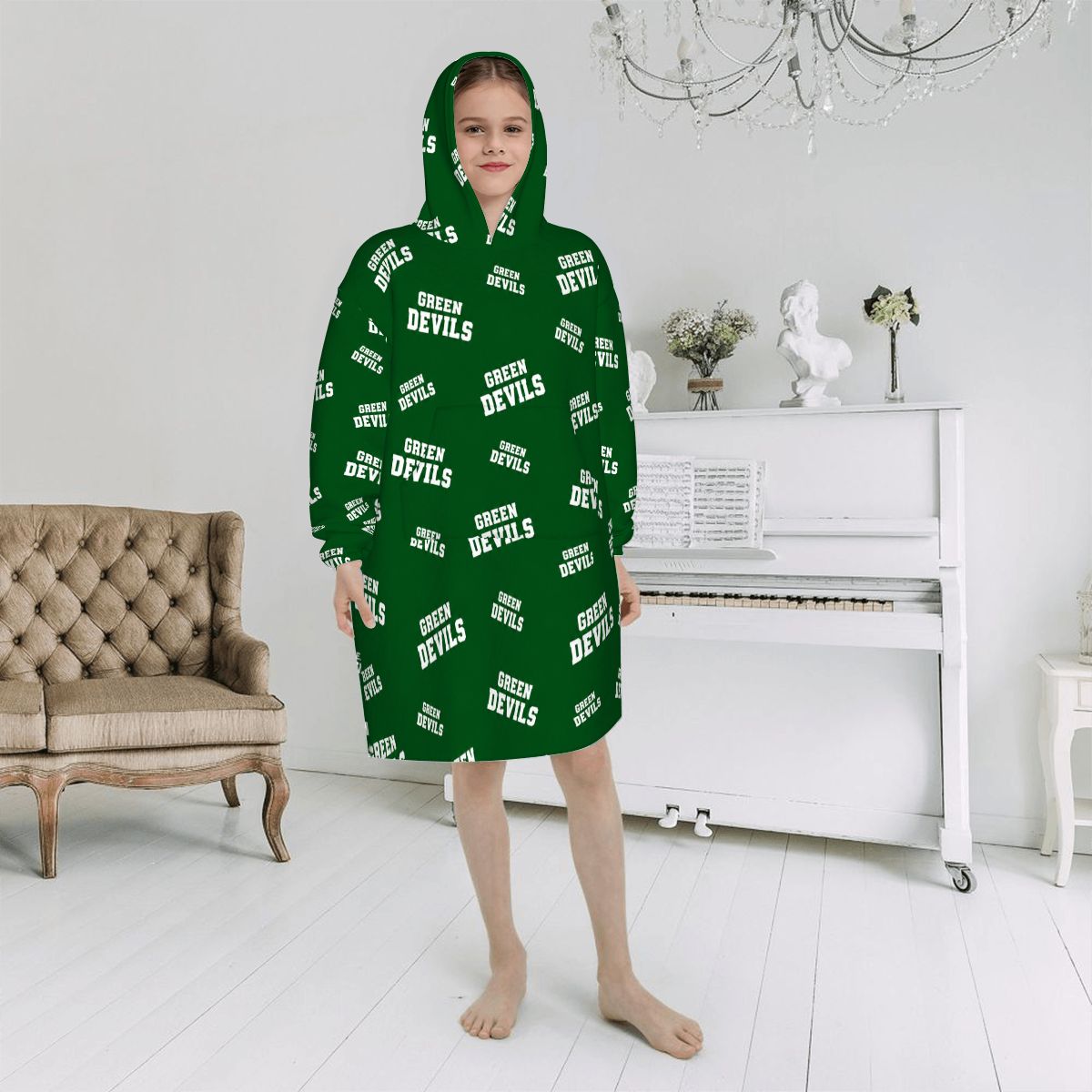 Blanket Hoodie for Kids GREEN DEVILS