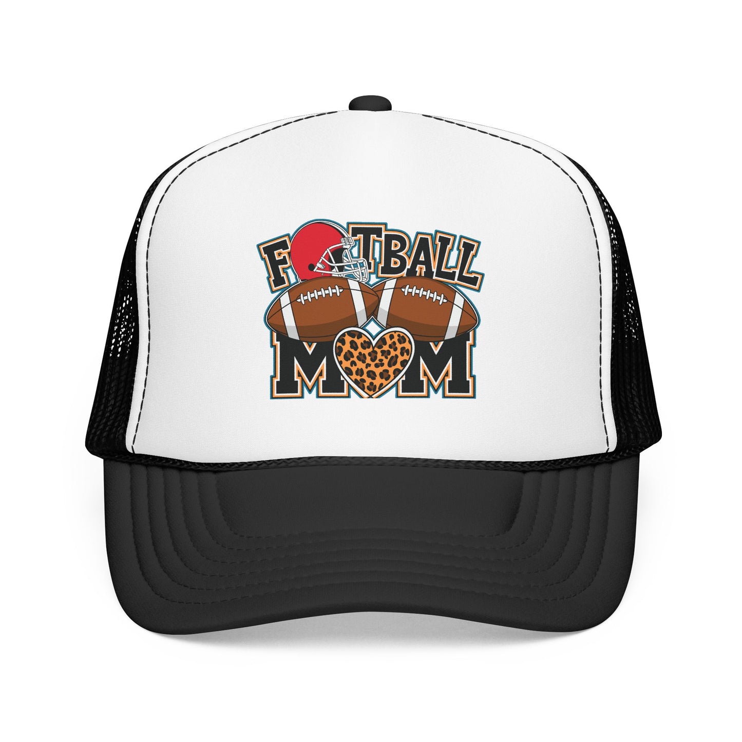 Football Mom Trucker Hat – Leopard Heart Game Day Foam Cap