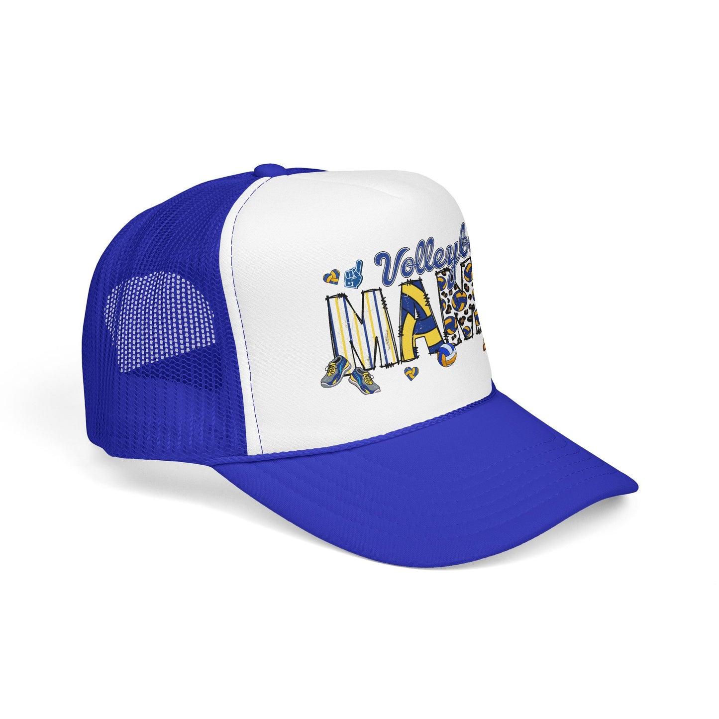 Volleyball Mama Trucker Hat — Blue Foam Mesh Cap for Proud Volleyball Moms