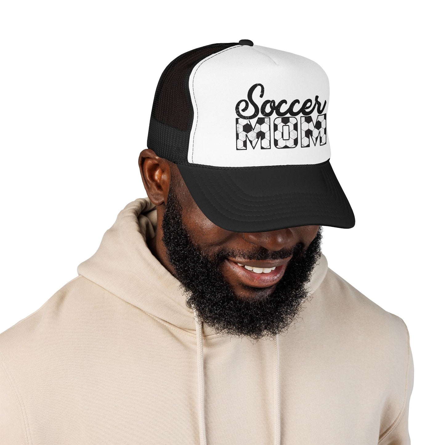 Soccer Mom Trucker Hat – Vintage Soccer Ball Lettering Foam Cap