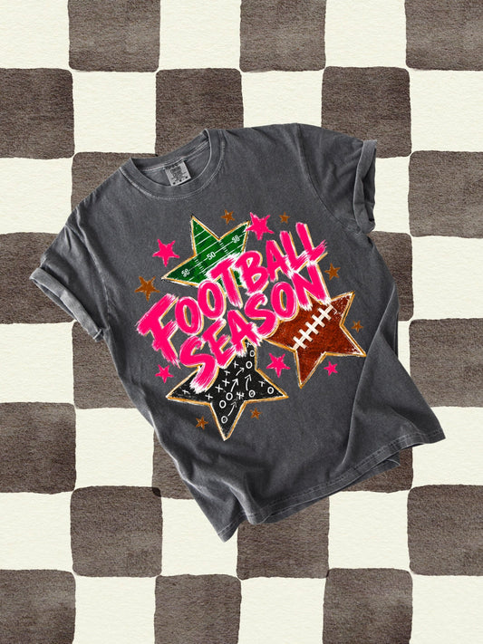 Preppy Retro Football Season Comfort Colors Graphic Tee