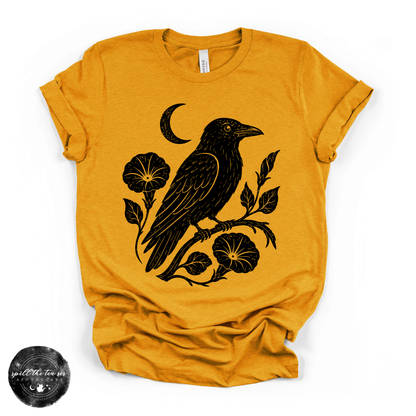 Crow Silhouette Tee | Gothic Nature Bird Graphic T-Shirt
